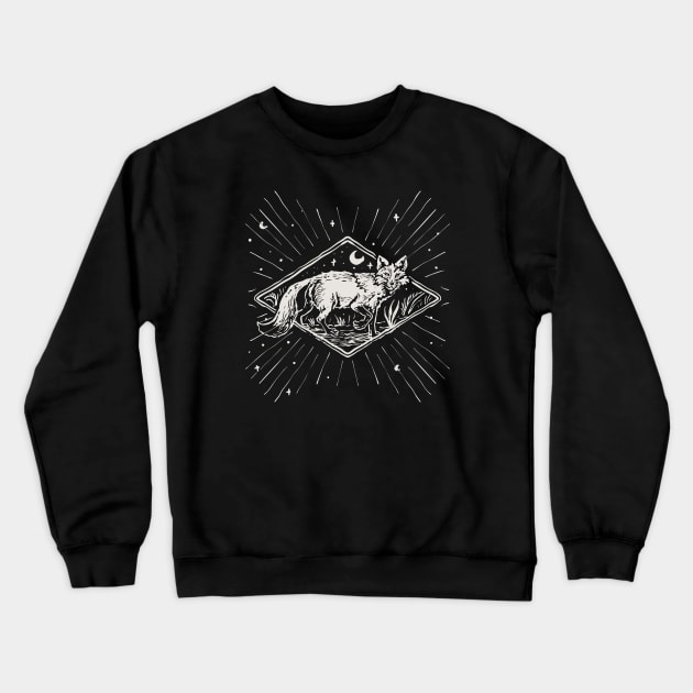 Vintage Illustration of Mystical Red Fox // Mystic Fox Retro Crewneck Sweatshirt by SLAG_Creative